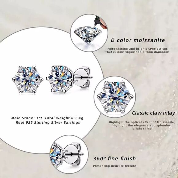 💎221💎 2 CTW DIAMOND MOISSANITE STERLING SILVER AND BLUISH GREEN STUD EARRINGS - Picture 6 of 13